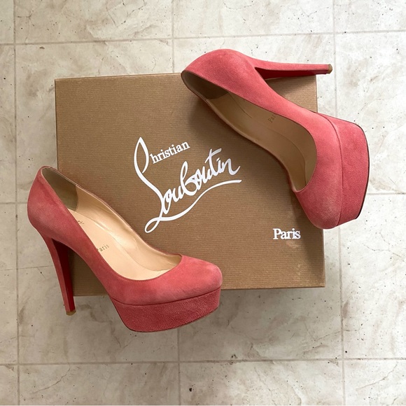 $845 Christian Louboutin Bianca 120 Veau Velours Rose Suede Heels Pumps Size 6 - Picture 1 of 14